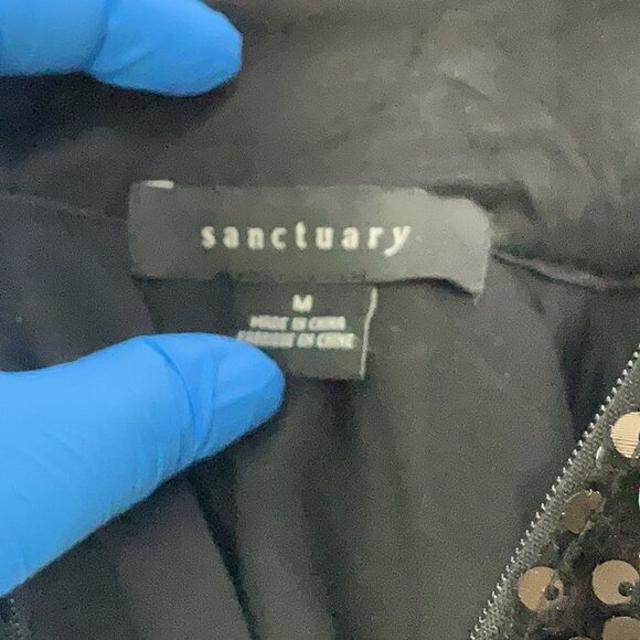 Sanctuary Keep Your Heads Up Shift Dress Black Sequin - Picture 3 of 5